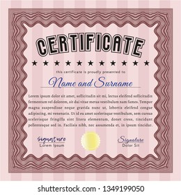 Red Classic Certificate template. Detailed. Complex background. Sophisticated design. 