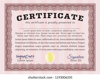 Red Classic Certificate template. Easy to print. Detailed. Money Pattern. 