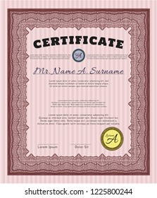 Red Classic Certificate template. Easy to print. Detailed. Money design. 