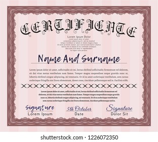 Red Classic Certificate template. Easy to print. Sophisticated design. Detailed. 