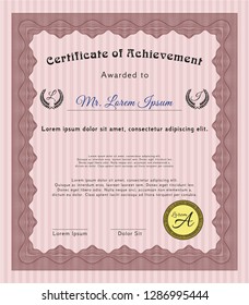 Red Classic Certificate template. With linear background. Customizable, Easy to edit and change colors. Elegant design. 