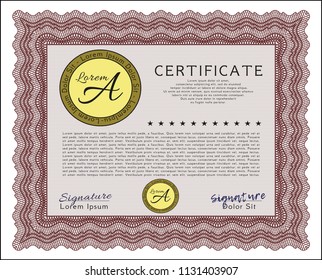 Red Classic Certificate template. Money design. Printer friendly. Customizable, Easy to edit and change colors. 