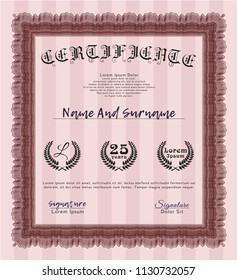Red Classic Certificate template. Nice design. With background. Detailed. 