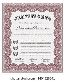 Red Classic Certificate template. Perfect design. Printer friendly. Detailed. 