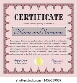 Red Classic Certificate template. Perfect design. With background. Customizable, Easy to edit and change colors. 
