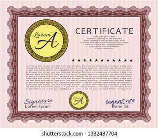 Red Classic Certificate template. Printer friendly. Customizable, Easy to edit and change colors. Retro design. 