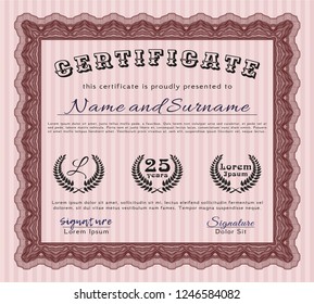 Red Classic Certificate template. With quality background. Nice design. Customizable, Easy to edit and change colors. 