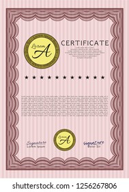 Red Classic Certificate template. With quality background. Good design. Vector illustration. 