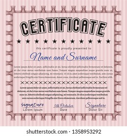 Red Classic Certificate template. With quality background. Money design. Vector illustration. 
