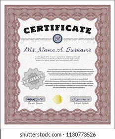 Red Classic Certificate template. Superior design. Customizable, Easy to edit and change colors. With complex linear background. 