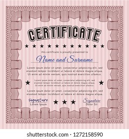 Red Classic Certificate template. Superior design. Detailed. With background. 