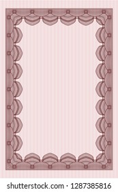 Red Classic Certificate template. Superior design. With great quality guilloche pattern. Vector illustration. 
