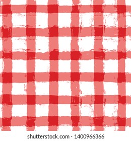 Red classic checkered tablecloth vector pattern. table cloth Seamless background. Paint Lines, ink brush strokes. square stripes Modern paintbrush line.  stripes girly backdrop - Vector