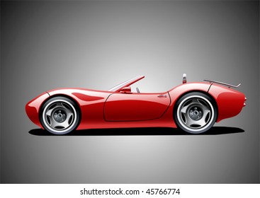 red classic convertible (grey background), vector illustration, original design