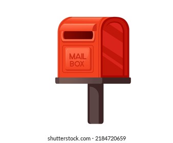 Buzón clásico rojo en la ilustración del vector de base aislado en fondo blanco