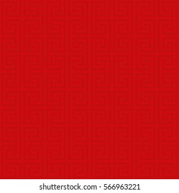 Red Classic meander seamless pattern. Greek key neutral tileable linear vector background.