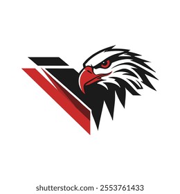 Red Classic Minimalist Eagle Letter V Vector Clip art Logo