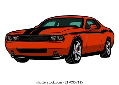 Red Classic Muscle Car Vector Illustration Stock Vector (Royalty Free ...