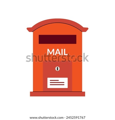 Red classic post box. Mail box icon. Letterbox. Vector illustration.