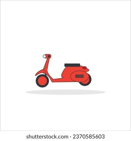 red classic scooter icon with white background