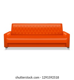 Red classic sofa icon. Realistic illustration of red classic sofa vector icon for web design isolated on white background
