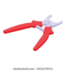 Red claw cutter icon isometric vector. Canine domestic. Work tools metal