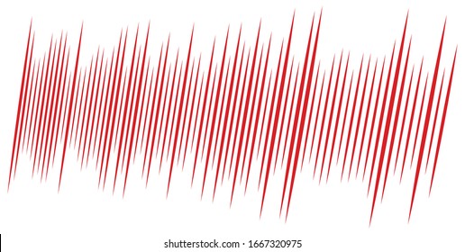 Red claw mark. Vertical scratches. Slit, incision dynamic lines. Tear mark. Vertical strips, streaks