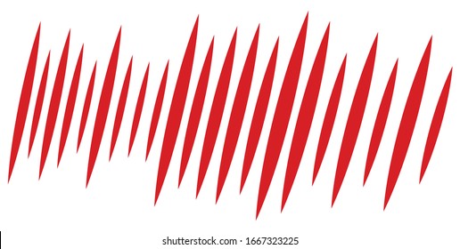 Rotes Zeichen. Vertikale Kratzer. Geteilte, dynamische Schnittlinien. Reißverschluss. Vertikale Streifen, Streifen
