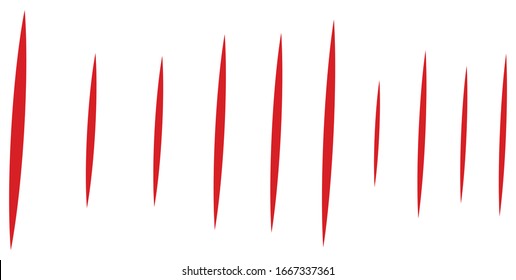 Red claw mark. Vertical scratches. Slit, incision dynamic lines. Tear mark. Vertical strips, streaks - Powered by Shutterstock - Get 15% off with code: PIKWIZARD15