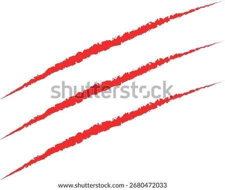 Red Claw Marks Graphic – Aggressive Scratch Design on White Background