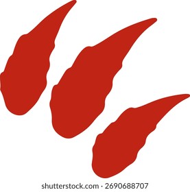 Marcas rojas de garra con un diseño de borde irregular y áspero, lo que sugiere agresión o lucha.