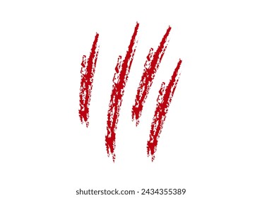 Red claw print icon on white background.