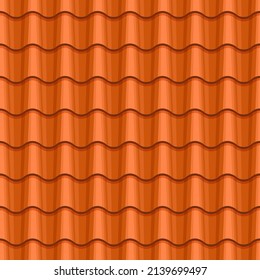 Red Clay Tile Roof seamless pattern. Vector illustration