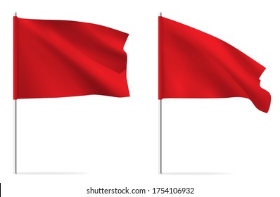 Red clean horizontal waving template flag.