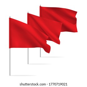 Red clean horizontal waving template flag.