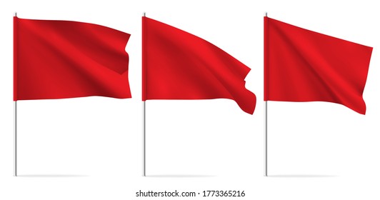 Red clean horizontal waving template flag.