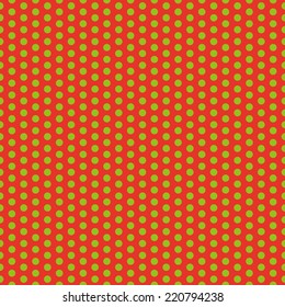 Red clean modern circle seamless Christmas wrapping background pattern with green circles