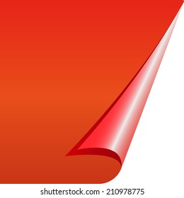 Red clean sheet of paper with a folded corner