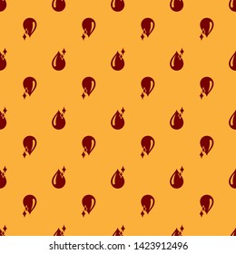 Red Clean water drop icon isolated seamless pattern on brown background.  Vector Illustration