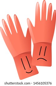 Red cleaning gloves, illustration, vector on white background.