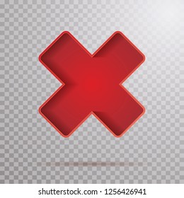 red clear icon on transparent background, vector illustration