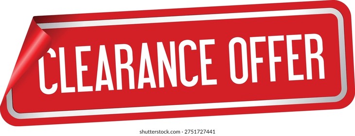 Red clearance offer sticker on white background