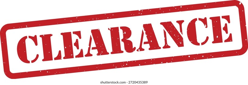 Red clearance stamp isolated on white background