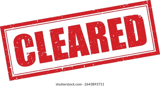Red Cleared Rubber Stamp Word Text Written in Grunge Vector in Sharp Double Border, Transparent Background