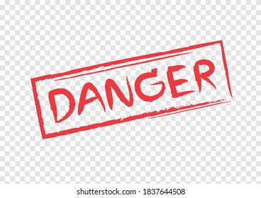 red clearly art brush danger word in red frame isolated on transparency background