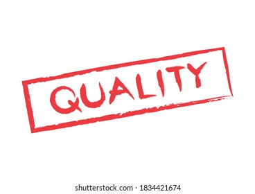 red clearly art brush quality word in red frame isolated on white background
