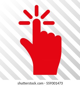Red Click toolbar pictogram. Vector pictogram style is a flat symbol on diagonal hatch transparent background.