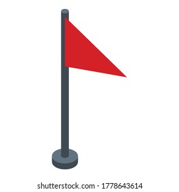 Red climber flag icon. Isometric of red climber flag vector icon for web design isolated on white background