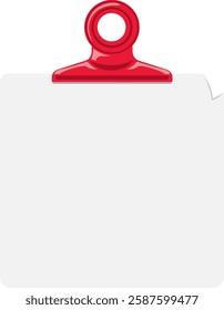 A red clip attached to a blank sheet