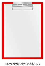 Red clipboard with blank sheets of paper - vector drawing isolated on white background